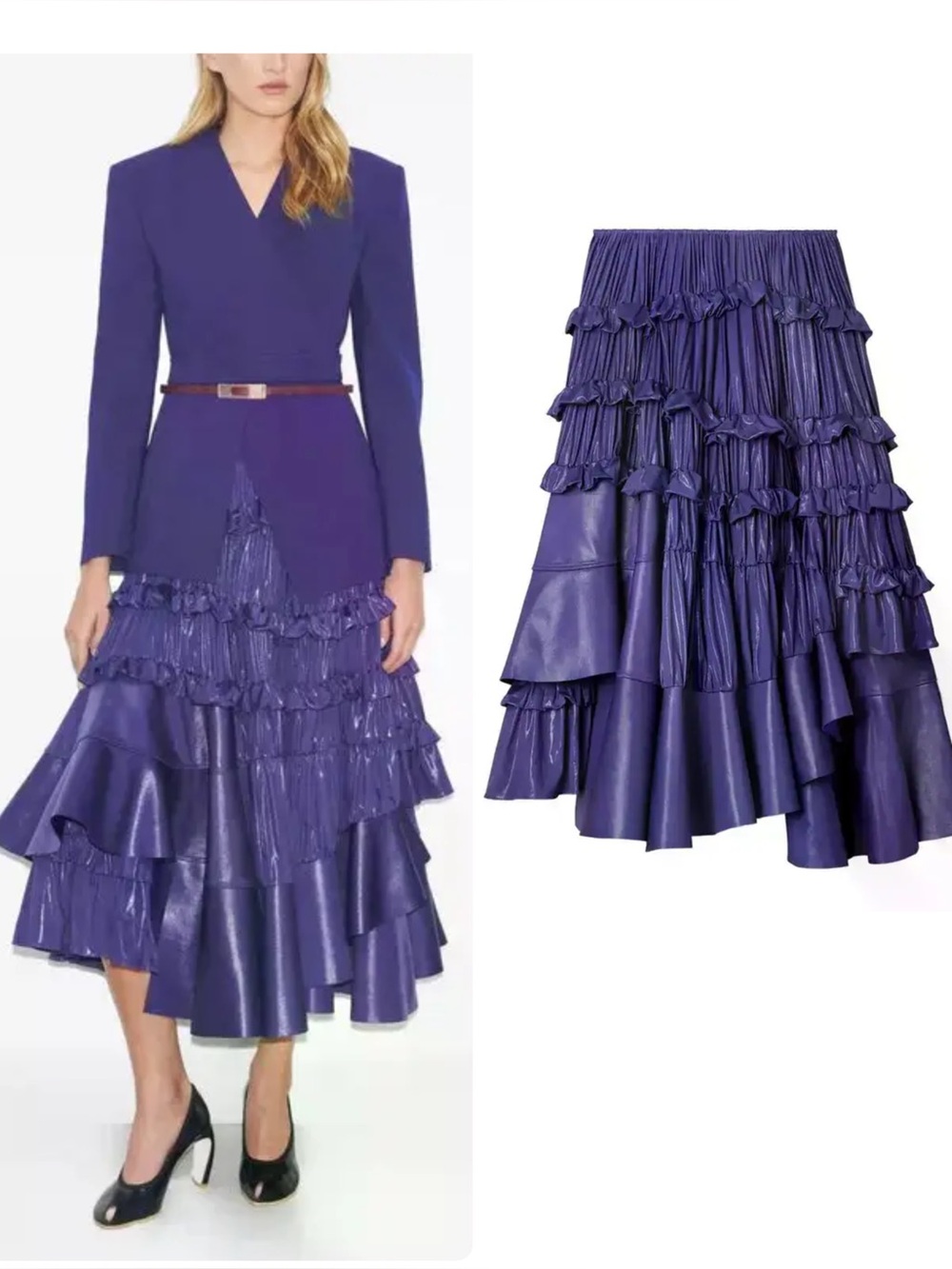 New Tory Burch Liquid Jersey Ruffle Pleated Skirt